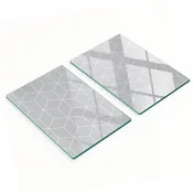 shumee Trpežne in elegantne steklene table z geometrijskim vzorcem 2x40x52 cm