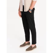 OMBRE Moške hlače chino z okrasnim pasom črne barve MDN126109 XL