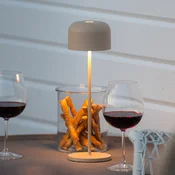 Konstsmide LED-akumulatorska namizna svetilka Lille, višina 36 cm, peščena barva, IP54, USB - Dnevna soba/jedilnica - Sodobni - peščene barve - Aluminij