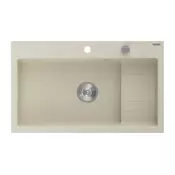 Mexen Omar enojni granitni pomivalni korito 800 x 480 mm, bež, kromiran sifon - 6520801005-69