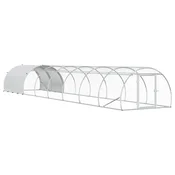 vidaXL Hiša za kokoši Srebrna 800 x 150 x 100 cm Pocinkano jeklo