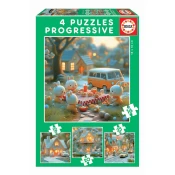 Puzzle Zajacikovia Bunny City Progressive Educa progresivni 12-16-20-25 dijelova