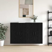 vidaXL Ogreti omarice s polico 2 pcs Črni hrast 69,5 x 34 x 90 cm