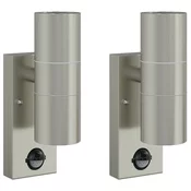 Vanjska zidna lampa 2 pcs Srebrno 7 x 10 x 22 cm