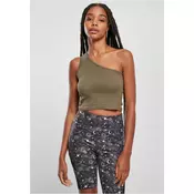 Womens cropped asymmetrical khaki top