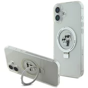 Ovitek Karl Lagerfeld Ringstand Karl and Choupette MagSafe ovitek za iPhone 16 Plus bel (KLHMP16MHMRSKCH)