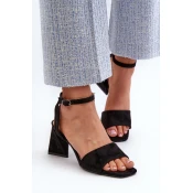 Womens high-heeled sandals made of Eco Suede Black Upttima