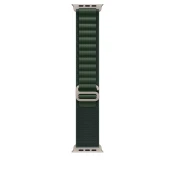 Apple Watch pašček 49mm: Dark Green Alpine Loop - Large - Natural Titanium Finish