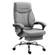 VINSETTO Vrtljivi pisarniški stol, ergonomski fotelj z dvižnim in zložljivim naslonom za noge 135°, nastavljiva višina, Siva