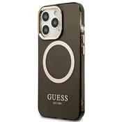 GUESS Futrola za iPhone 13 Pro Max Black Gold Outline Translucent MagSafe