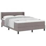 Vidaxl Postelja z vzmetnico z vzglavjem Taupe 200 x 160 cm blago