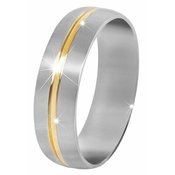 Troli jekleni poročni prstan z zlatim pasom (obseg 59mm)