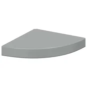Vidaxl Kotna polica visok sijaj siva 25x25x3,8 cm MDF