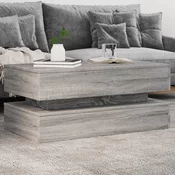 vidaXL Klubska mizica z LED lučkami siva sonoma 90x50x40 cm