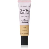 Makeup Revolution Conceal & Define matirajoči tekoči puder odtenek F9.2N 23 ml