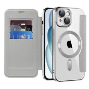 Etui SmartMag Book z Magsafe tehnologijo in RFID denarnico za iPhone 15 Plus - gray