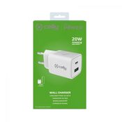 Celly punjac 20W PD USB-A + USB-C bela