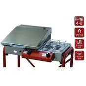 Stoni plinski roštilj, inox 65 x 40 sa kuvalom, Fe 5mm ploca sa inox poklopcem i nogama visine 85 cm Gurman 65k - Plus