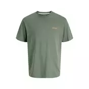JACK & JONES Majica JJSUMMER VIBES  temno zelena / oranžna / bela