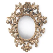 Casa Padrino luxury baroque mirror antique gold - Oval Italian baroque style wall mirror with antique mirror glass - Luxury furniture in baroque style - Luxury Quality - Made in Italy