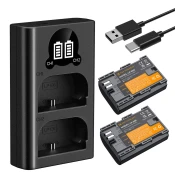 K&F LP-E6P Camera Battery 2400mAh, 2-pack + Charger