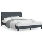 shumee vidaXL Posteljni okvir brez vzmetnice temno siv 140x200 cm žamet