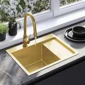 Jekleno pomivalno korito Fin BRUSH GOLD