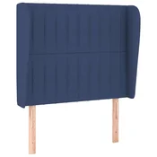 Vidaxl Vzglavje z ušesi modro 83x23x118/128 cm blago