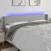 Vidaxl vidaXL Vzglavje postelje z LED svetlo sivo 183x16x78/88 cm blago