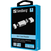 Sandberg citac kartica USB-C, USB-A, micro-USB