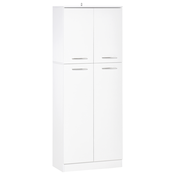 HOMCOM HOMCOM Večnamenska shrambna omara z 2 omarama in nastavljivimi policami, iverni les, 59x31x155cm, bela, (20745549)