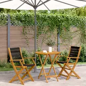 vidaXL vidaXL Bistro garnitura 3-delna črn polipropilen in trden les, (21252400)