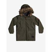 Khaki Boys Parka with Hood and Artificial Fur Quiksilver Storm Dr - Boys