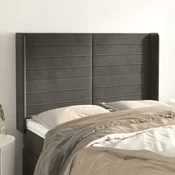 Vidaxl vidaXL Vzglavje s krilci temno sivo 147x16x118/128 cm žamet