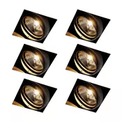 Komplet 6 vgradnih reflektorjev črne barve GU10 AR111 brez obrobe - Oneon