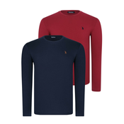 DOUBLE SET T8588 DEWBERRY ROUND NECK MENS SWEATSHIRT-BURGUNDY-NAVY BLUE