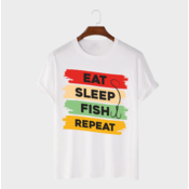 MAFIMI Majica Eat Sleep Fish Repeat, Bela