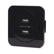 Aigostar - zidna USB uticnica sa okvirom, 2x USB-A, crna