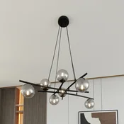 EMIBIG LIGHTING Visoka svetilka Glassy, grafitno steklo, 100 cm, 8-žarilna, prekrižana - Dnevna soba/jedilnica - Sodobni - črna, grafitna