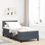 LED Box Spring Krevet Tamno siva 90 x 200 cm Baršun