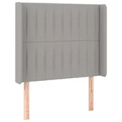 Vidaxl Vzglavje z ušesi svetlo sivo 83x16x118/128 cm blago