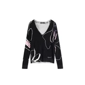 Desigual Pulover lila / roza / črna / bela