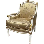 Casa Padrino baroque lounge chair empire gold pattern/white/gold - Interior living room furniture