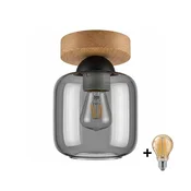 BRILAGI - LED stropna svetilka R GLASS 1xE27/60W/230V O 14 cm hrast/dimno siva