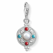 Thomas Sabo Obesek Etnični kovanec , 1467-336-7, Charm Club, 925 Sterling srebro, biser, simulirano koralno/turkizno