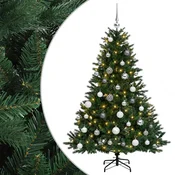 Vidaxl Umetna božična jelka z bučko 150 cm 150 LED Toplo bela
