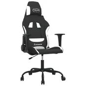 Vidaxl Gaming stol črno in belo blago