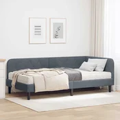 Kutni okvir kreveta Tamno siva 100 x 200 cm Baršun