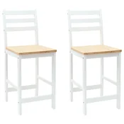 Vidaxl Jedilni stoli 2 szt. Masivno gumovo les Bela 40 x 47,5 x 99,5 cm