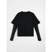 Sinsay - Bluza sa dugim cipkastim rukavima - crno